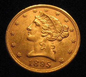 MDS USA FIVE 5 DOLLARS 1895 "CORONET HEAD", GOLD #W - Zdjęcie 1 z 2