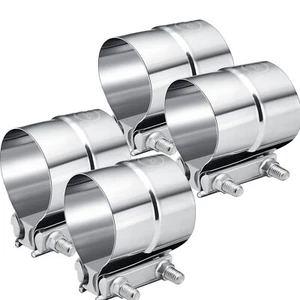 4PCS 3.5" Lap Joint Exhaust Band Clamp Muffler Sleeve Coupler Stainless Steel - Imagen 1 de 8