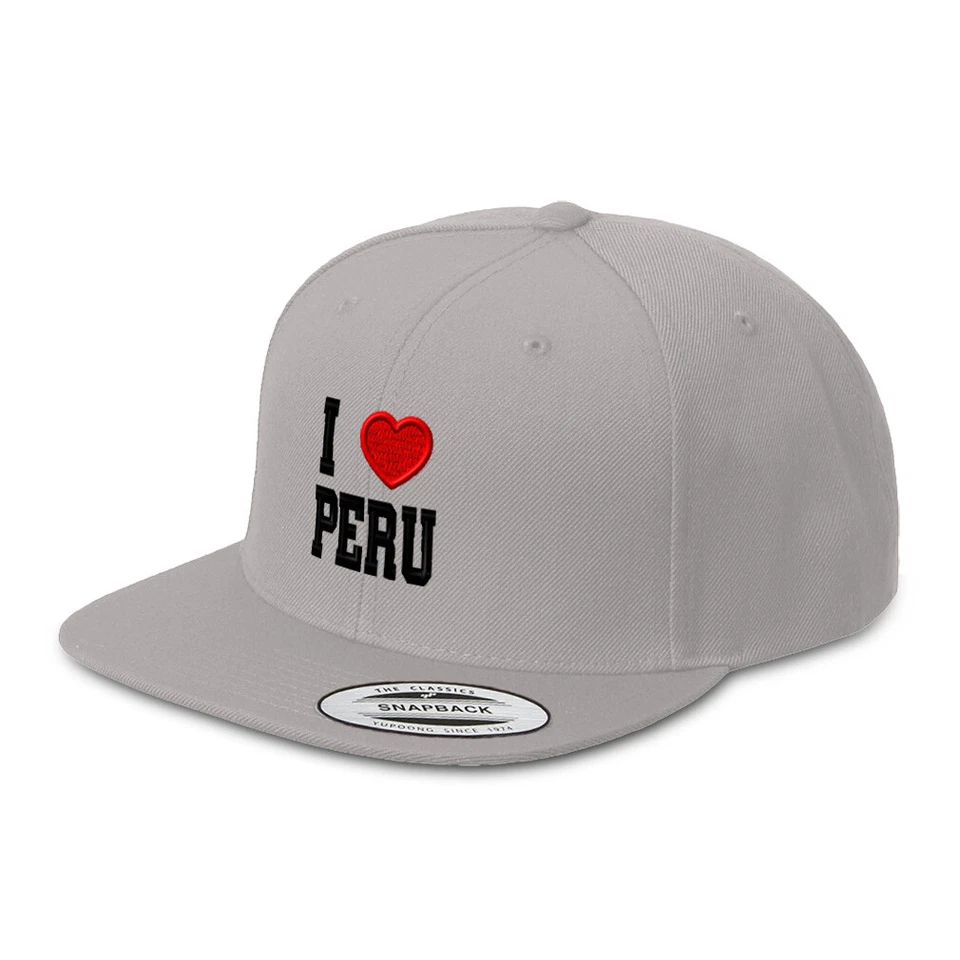 Sombreros Snapback para Hombres y Mujeres I Love Peru I Love Acrílico Billete Plano Gorra de Béisbol Foto 1 de 1