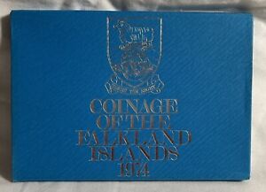 Monnaie des îles Malouines 1974. Ensemble de 5 pièces d'Amérique du Sud rare comme neuf royale.