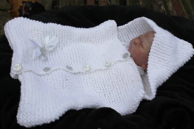 KNITTING PATTERN  CHUNKY Doll COCOON hooded button up SIZE  12 /24 IN REBORN  - Image 1 of 3