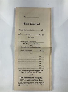1939 Portsmouth, Ohio Mercy Hospital Contract for Services Scioto County - Picture 1 of 8