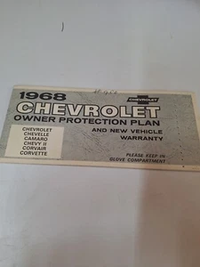 Vintage 1968 Chevrolet Owner's Protection Plan & New Vehicle Warranty- Metal Tag - Picture 1 of 9
