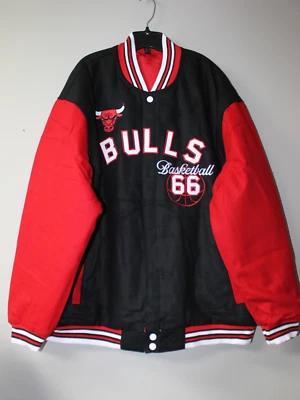 New NBA Chicago Bulls real wool reversible embroidery heavy jacket men's 3XL - Image 1 of 4