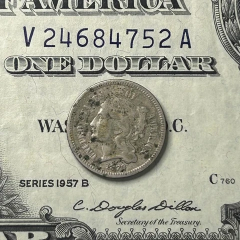 1870 3CN Three Cent Nickel-VF Details- US Coin- zm Cover