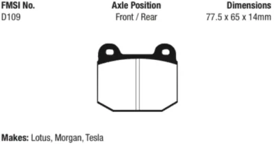 Juego de pastillas de freno delanteras/traseras EBC Yellowstuff 4000 para Lotus / Morgan Aero 8 / Tesla Foto 1 de 3