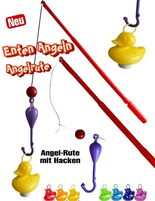 SCHAUSTELLER DISCOUNTER ☆ Angel ☆ zum Entenangeln, 59cm *NEUHEIT* mit Gewicht Rot Badeenten Angel