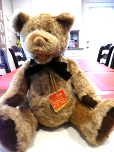 Vintage GUND Tyler #9663 Open Mouth Jointed Bear Mohair W/Tag $39 - Picture 1 of 6