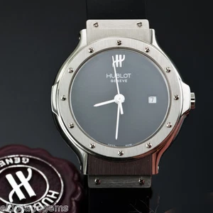 HUBLOT DEPOSE MDM 1393.1 STAINLESS STEEL CLASSIC SENYORA BLACK DIAL 30 MM WATCH - Picture 1 of 12