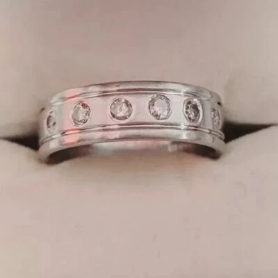 Anillo de platino sólido 950 con 6💎💎💎💎💎💎 diamantes brillantes redondos reales para hombre (pesado) Foto 1 de 4