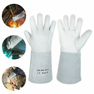 Welding Gloves Welders Work Hand Safety Leather Heat Resistant Oven BBQ MIG TIG