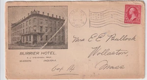 Marion Ind 1900 flag mch cl BURRIER HOTEL cover (d445) - Picture 1 of 2