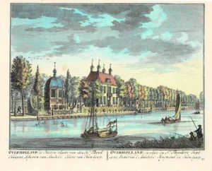 OVERHOLLAND tenuta Amsterdam Alderman THEO HUIGENS - INCISIONE COLORATA A MANO 1719 - Foto 1 di 1