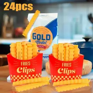 24PCS Fridge Magnetic Food Bag Clip Kitchen French Fries Shaped Sealing Clips - Picture 1 of 14