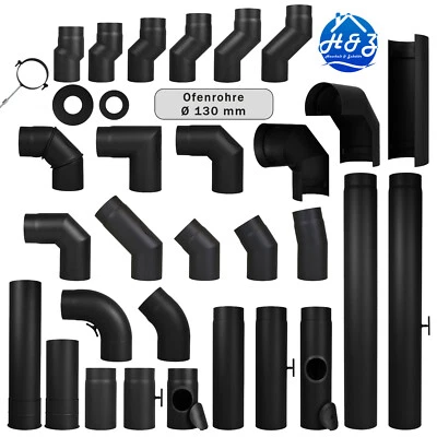 LANZZAS Tubo de humo tubo de horno Ø 130 mm extensión arco extensión juego de tubos de reducción