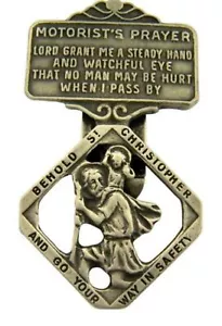 N.G. Pewter Behold St Christopher with Motorist's Prayer Visor Clip, 2 5/8 Inch - Picture 1 of 3