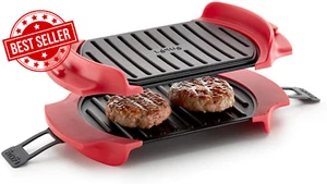 Lekue Microwave Grill, Sandwich Maker, Panini Press, 10 in X 5.7 In, Red - Picture 1 of 12