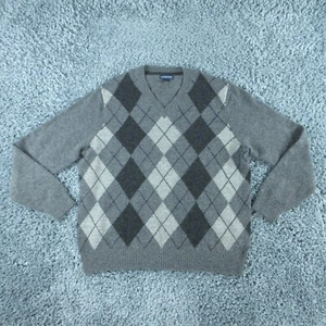 Lands End Pullover Herren Extra Large Grau Argyle Langarm Wollmischung Pulli - Bild 1 von 11