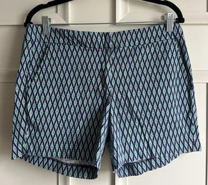 Kenar Women's Shorts Blue & White With Southwestern Pattern Size 10 - Picture 1 of 6
