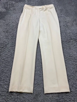 Carlisle Pants Women 12 Creamy Ivory Wool Relaxed Straight Career Casual Trouser - Image 1 of 4