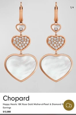 Pendientes de diamantes Chopard Happy Heart de oro rosa de 18 k  Foto 1 de 4