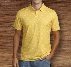 Camisa polo de golf William Murray copas de cóctel para hombre talla mediana amarilla - Imagen 1 de 10