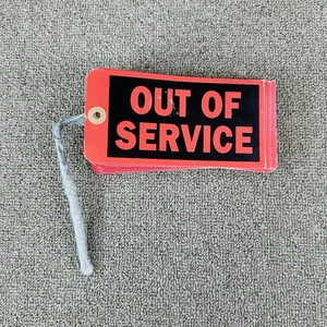 Out of Service Tags 50-pk. 6.25" x 3.5" Cardstock Clipped Corners Wire Hangers - Picture 1 of 9