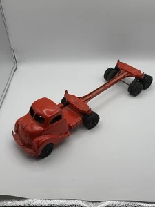 Vintage Hubley 500 Series Logging Truck Tractor Trailer Orange NICE!!! - Picture 1 of 7