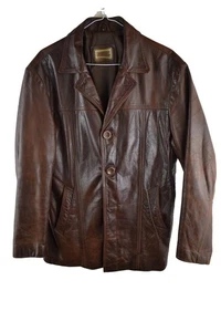 Giacca blazer pelle marrone AVIATRIX taglia S uomo bottoni casual outdoor - Foto 1 di 8