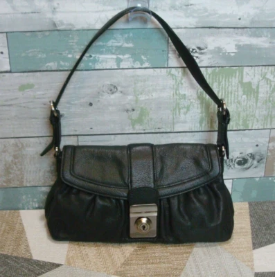 ANTONIO MELANI Black Leather Small Shoulder Hobo Handbag Purse - Image 1 of 4