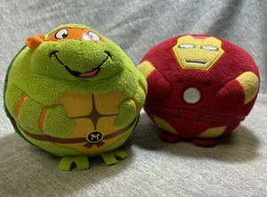 Ty Plush Ballz Marvel Iron Man TMNT Michelangelo Stuffed Lot Of 2 - Picture 1 of 12