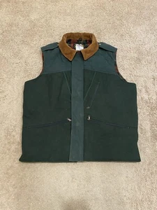 Vintage Woolrich Men’s XL Wool Green Utility Vest Flannel Lined Corduroy USA - Picture 1 of 5