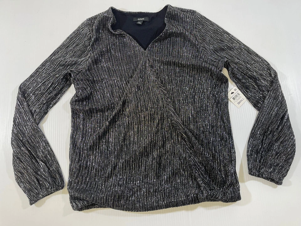 Alfani Metallic Surplice Top Size Small