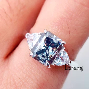 2 Ct Gray Radiant Cut Moissanite 925 Sterling Silver Unique Engagement Ring 7 - Picture 1 of 12