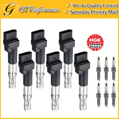 Bobina de encendido de calidad y bujía NGK 6 PIEZAS para Porsche Cayenne 2011-2016 3,6 L Foto 1 de 4