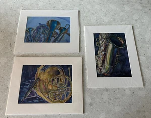 Portrait of Musical Instrument Art Prints - by Jenny Armitage - Lot of 3 Prints - Picture 1 of 7