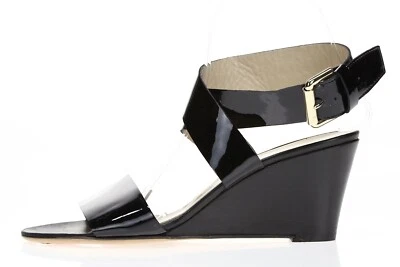 Женские черные лакированные кожаные пряжки AGL с крестообразным ремешком на лодыжке на танкетке размер 39,5 - Изображение 1 из 4