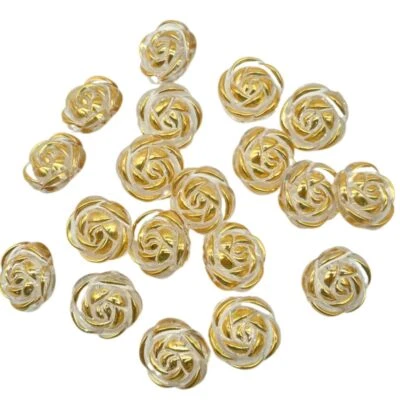 50 Piezas Botones Flor Rosa Transparente Borde Dorado 20mm para Decoración Hágalo Usted Mismo Foto 1 de 4