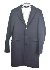 Wax London Herren Navy Brook normale Passform Wollmantel vorne Knopfverschluss S $ 370 - Bild 1 von 8