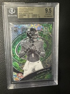 2021 Spectra Justin Fields Variation Neon Green Prizm RC /35 BGS 9.5 Gem Mint