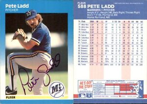 Pete Ladd Signed 1987 Fleer #588 Card Seattle Mariners Auto AU