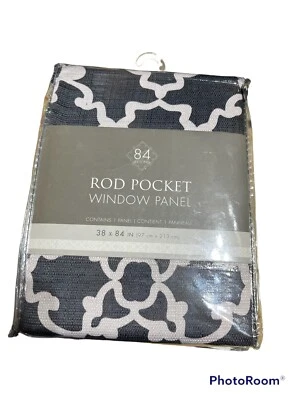 Lote de 2 Cortinas Panel Ventana Bolsillo Varilla Larga Negro y Gris 38x84 Nuevas Foto 1 de 2
