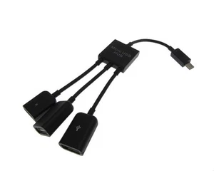 Micro USB male to 3 USA type A female Power Cable - Picture 1 of 1