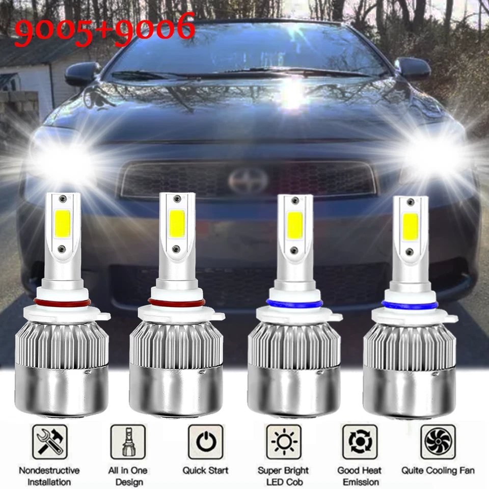 Para Scion tC 2005-2013 - Kit combinado de 4 piezas 6000K faros LED A+ Foto 1 de 4