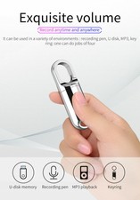 W14 Mini Spy Audio Sound Recorder Voice Activated Listening 8GB Metal Keychain