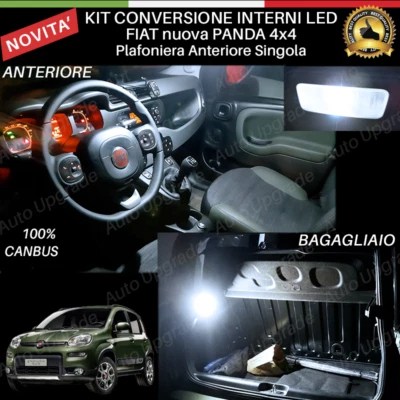 KIT LED INTERNI PER FIAT NUOVA PANDA 4x4 PLAFONIERA SINGOLA COMPLETO NO ERROR CB - Immagine 1 di 3