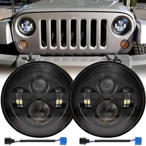 Pair 7'' inch LED Headlights Hi/Lo Sealed Beam For Jeep Wrangler JK JKU TJ - Picture 1 of 7
