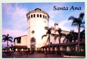Vintage postcard-SANTA ANA, CALIFORNIA -Amtrak Passenger Train Station at dusk. - Picture 1 of 2