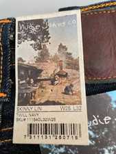 Nudie Jeans SKINNY LIN  TWILL NAVY   W25  X L32 BRAND NEW FREE SHIPPING