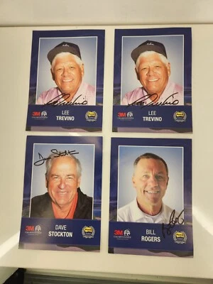Lote de 4 autógrafos de golf 2- Lee Trevonos, Dave Stockton, Bill Rogers 4x6 tarjetas Foto 1 de 4
